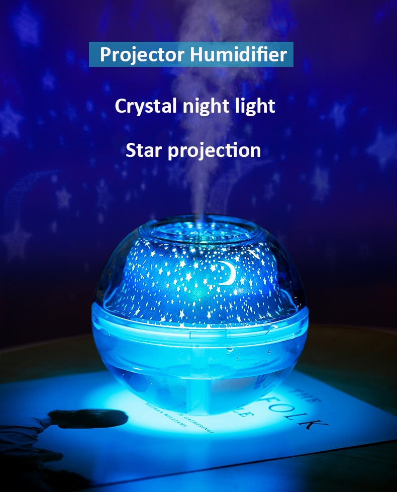 Ultrasonic Humidifier and Diffuser with Starry Sky night light for kids