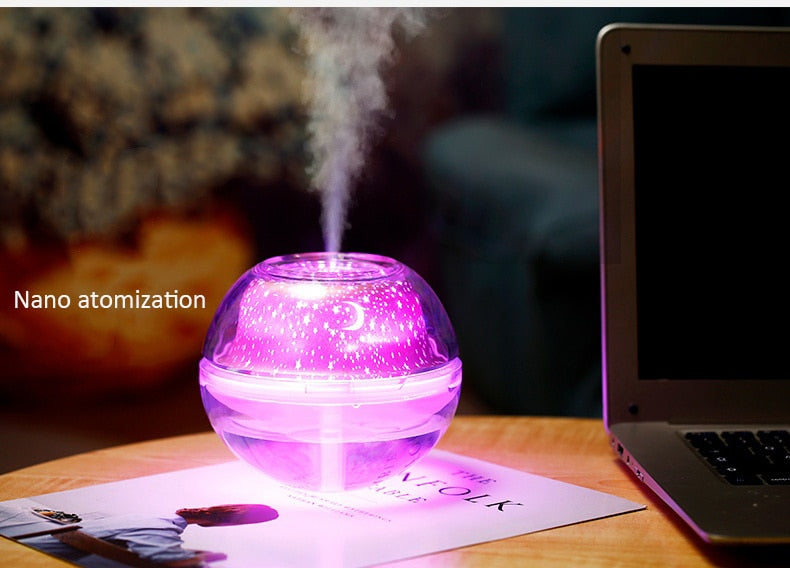 Ultrasonic Humidifier and Diffuser with Starry Sky night light for kids