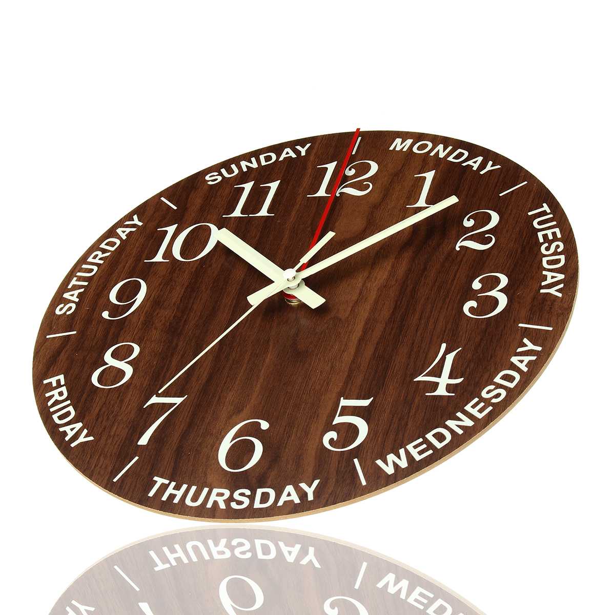 wall mounted clock with days of week and luminous clockface