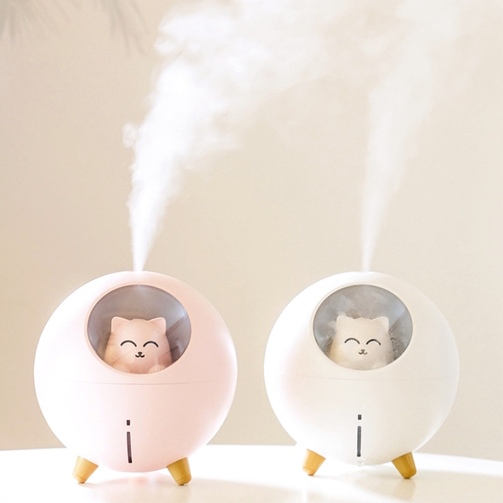 Cat ultrasonic humidifier and  aroma diffuser night light for kids