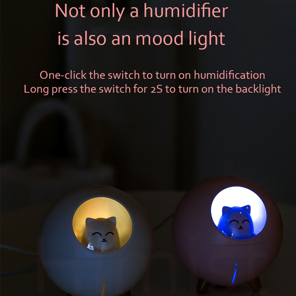 Cat ultrasonic humidifier and  aroma diffuser night light for kids