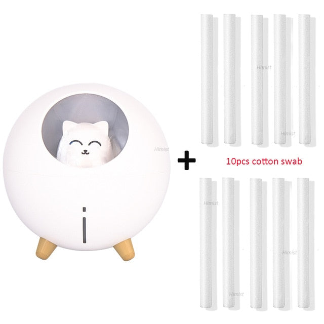 Cat ultrasonic humidifier and  aroma diffuser night light for kids
