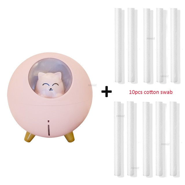 Cat ultrasonic humidifier and  aroma diffuser night light for kids