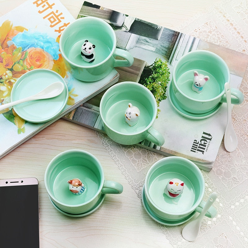 Animal figurine tea or coffee cup