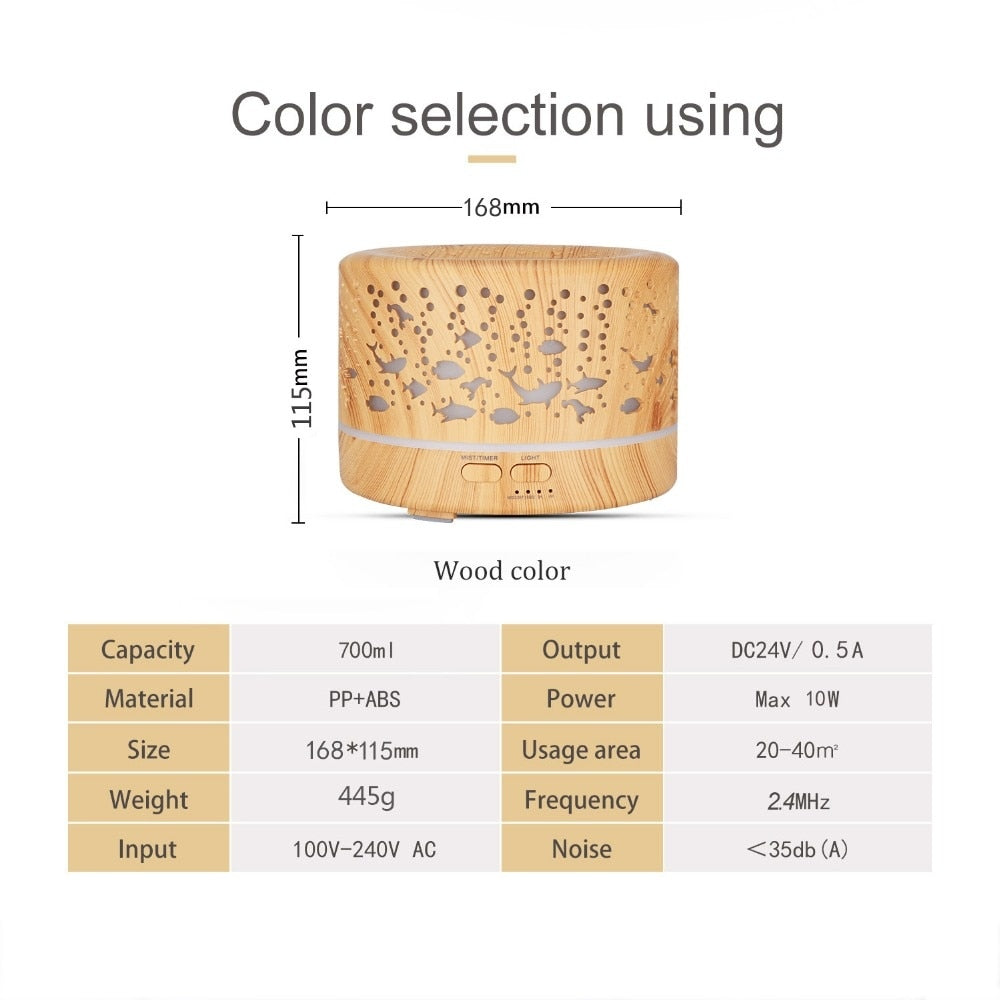 Fish Pattern night light projector and Humidifier with Ultrasound diffuser