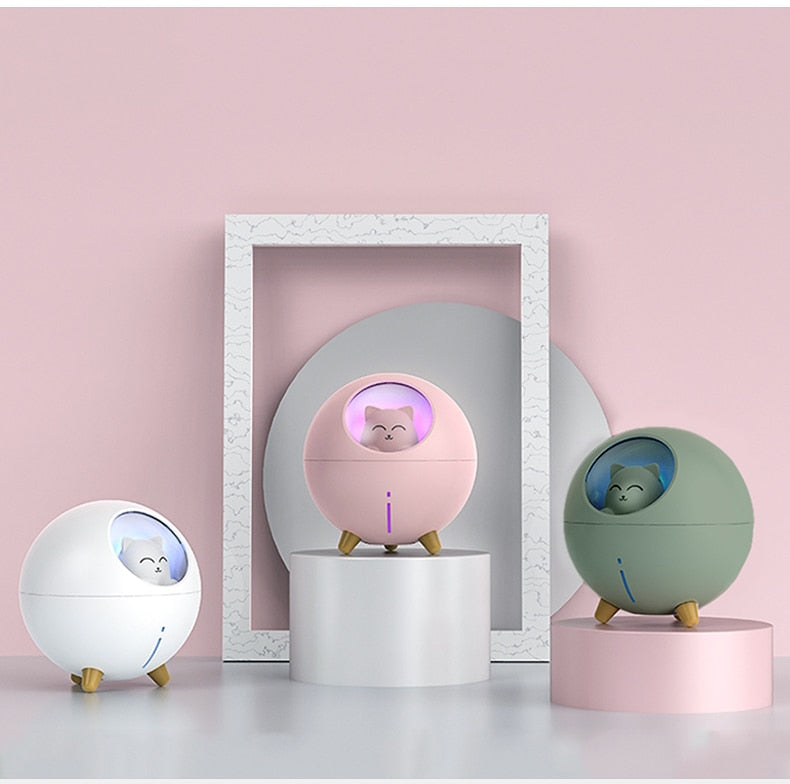 Cat ultrasonic humidifier and  aroma diffuser night light for kids