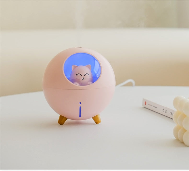 Cat ultrasonic humidifier and  aroma diffuser night light for kids